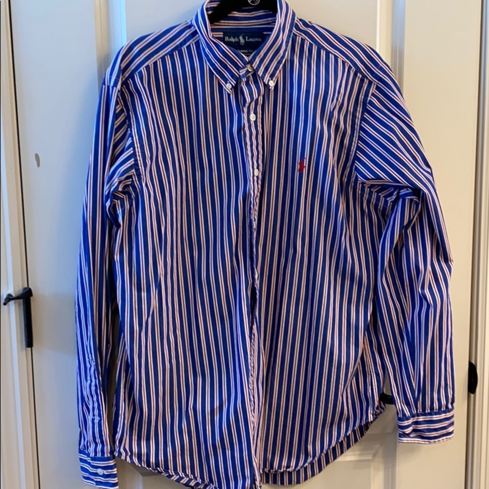 Ralph Lauren RWB stripe Dress Shirt Sz L